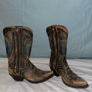 Dan Post Tan Leather Western Boots size 7 1/2